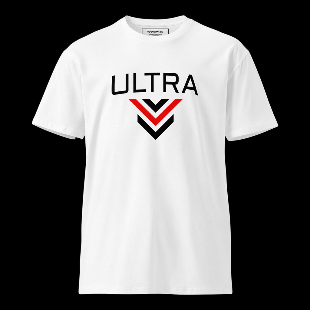 ULTRA Division Mark Tee design detail — chevron insignia graphic