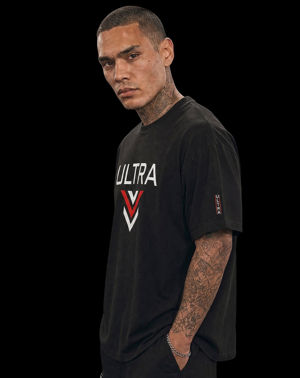 ULTRA Division Mark Tee — design detail, chevron insignia
