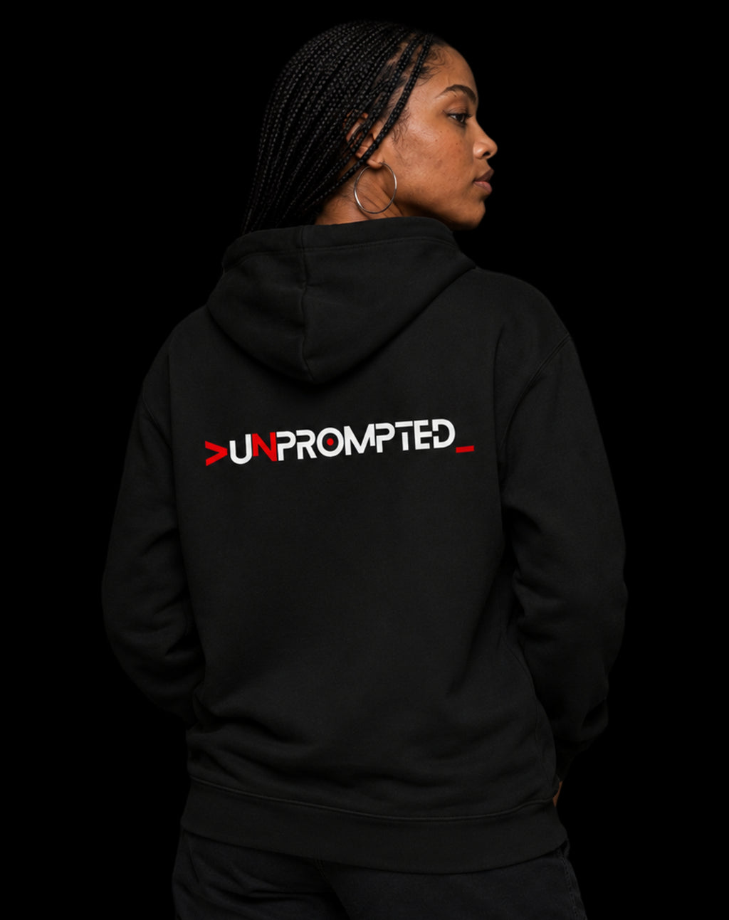 DIRTY CACHE DELETE YOUR HISTORY hoodie in black — styled model shot