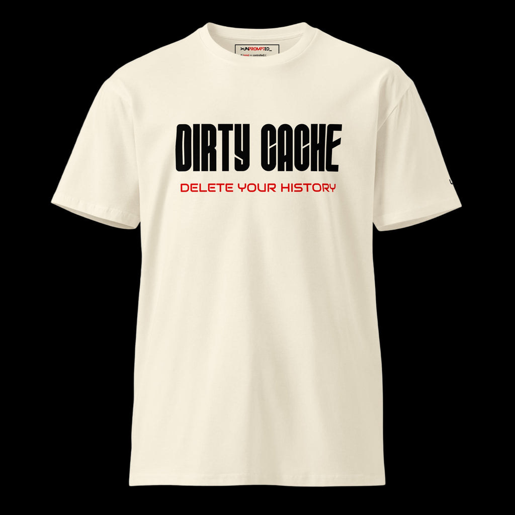 DIRTY CACHE DELETE YOUR HISTORY tee in natural — front view
