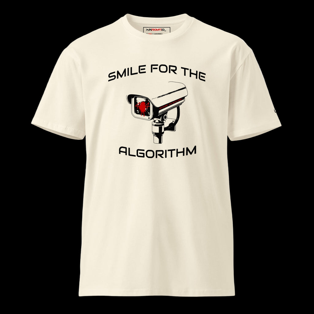 SMILE FOR THE ALGORITHM tee in natural — front view