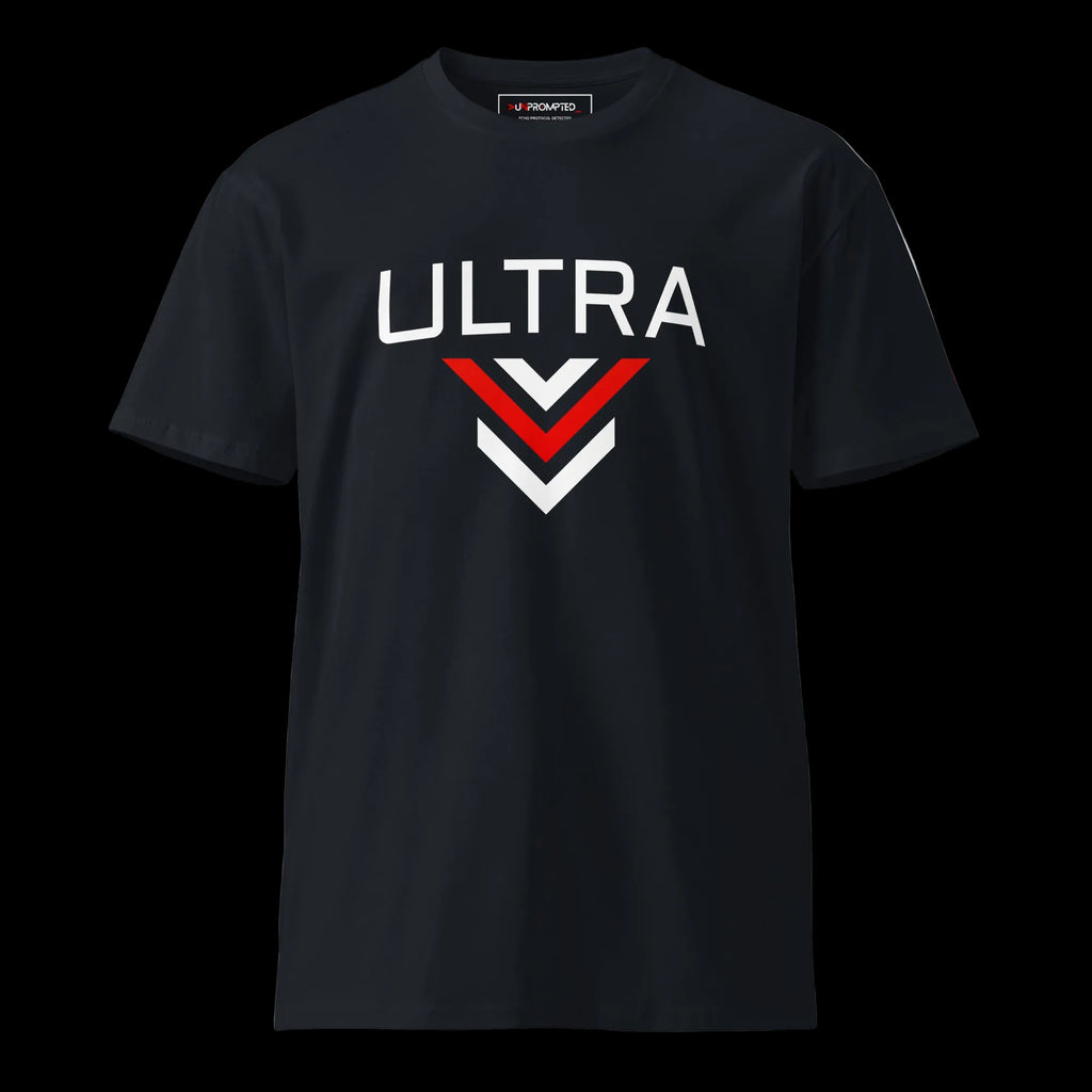 ULTRA Division Mark Tee in navy — front view with chevron insignia